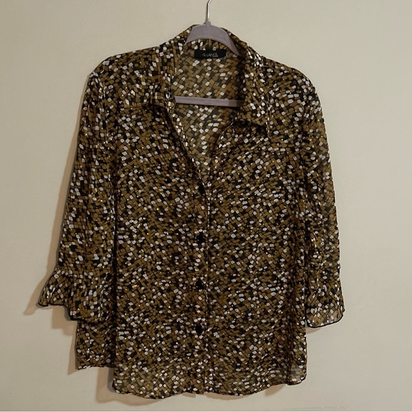 G Lance Women’s Top Geometric Sheer Y2K Sparkling Beads 3/4 Sleeve *read* - Picture 4 of 8
